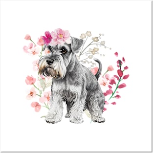 Floral Schnauzer Posters and Art